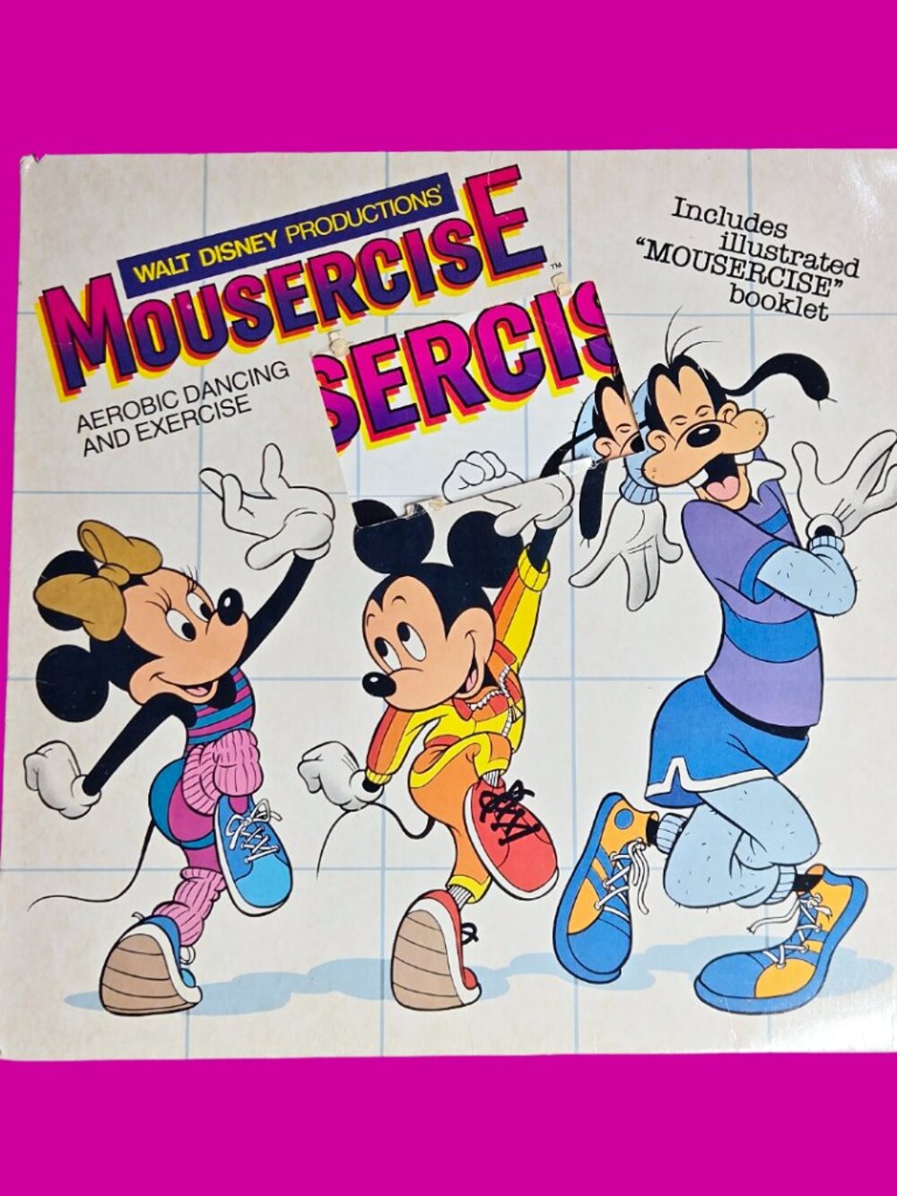 Walt Disney Mousercise Original 1982 Record Cover & Booklet Mickey Mouse